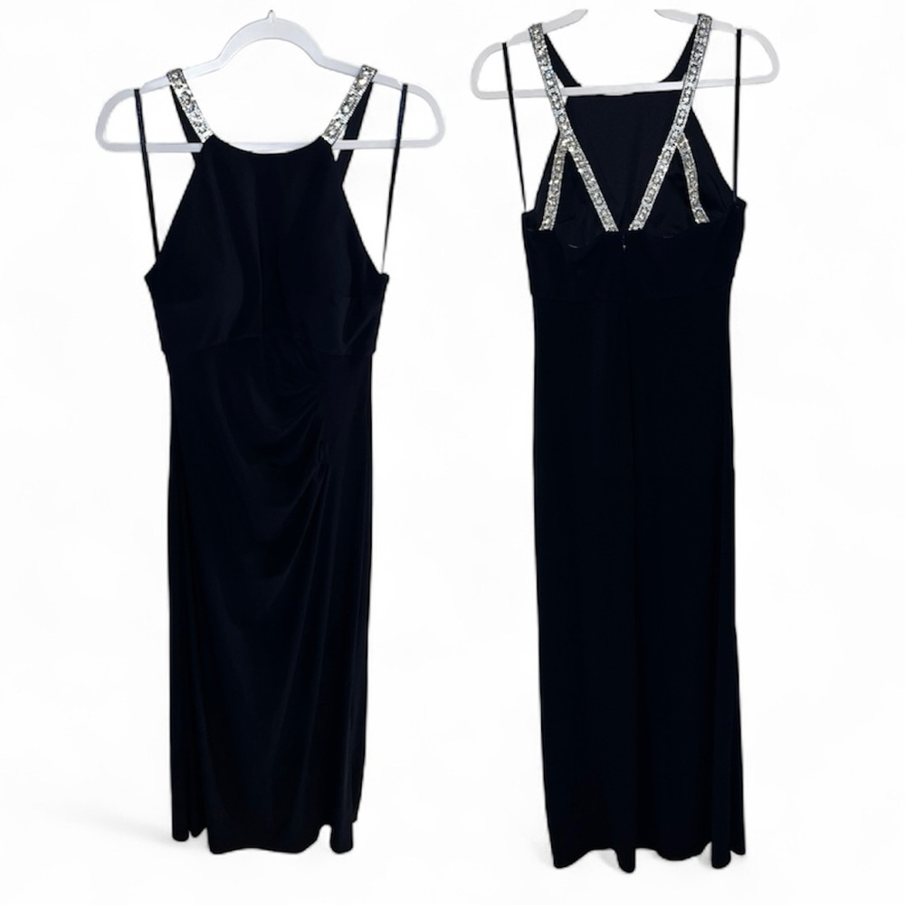 Rhinestones HIGH NECK SIDE RUCHED GOWN size 8 nwot - Picture 5 of 14